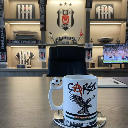 Beşiktaş Çarşı Fan-Tasse mit BJK-Logo und Fußball-Griff