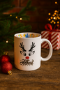 Personalisierte Weihnachtstasse mit Rentier – Geschenkidee mit Namen – „Wunschname“ – Innenmotiv Merry Christmas – Winter Mug (Kopie)