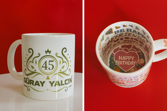 Geburtstagstasse mit Innendruck – Happy Birthday Design mit Kuchen & Ballons