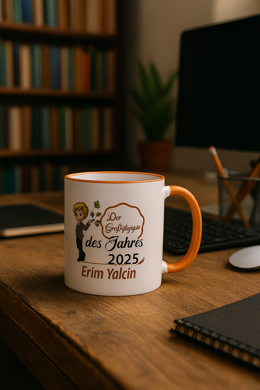 Großzügigste des Jahres – Personalisierte Tasse mit Comic -  Wunschname – Dankeschön Geschenk für Kollegen & Mitarbeiter