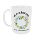 Personalisierte Geburtsblumen Tasse April mit Gänseblümchen Zweigen Design  - Vorderansicht