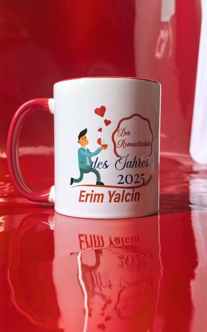 Romantischste des Jahres – Personalisierte Tasse mit Comic & Wunschname – Lustiges Valentinstag Geschenk