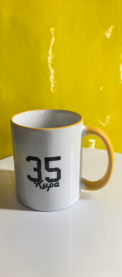 Fenerbahçe Tasse-35 Titel Design-Fanartikel mit Vereinslogo &Pokalstatistik- Gelber Henkel-Fußball Erfolge-Türkischer Fußballverein-Geschenk
