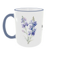 Personalisierte Tasse mit Juli Geburtsblume Rittersporn, Wunschname individuell bedruckt