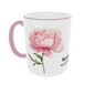 Personalisierte Tasse November Pfingstrose - Wunschname Geburtsblume rosa Blumen