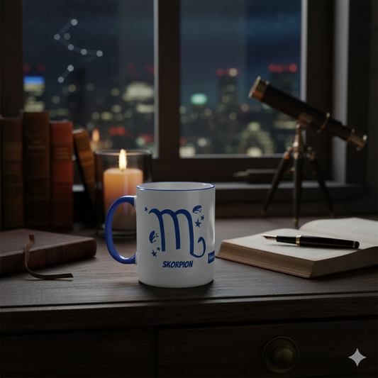 Edles Design mit Konstellation & Charaktereigenschaften – Blau/Gold, 330ml