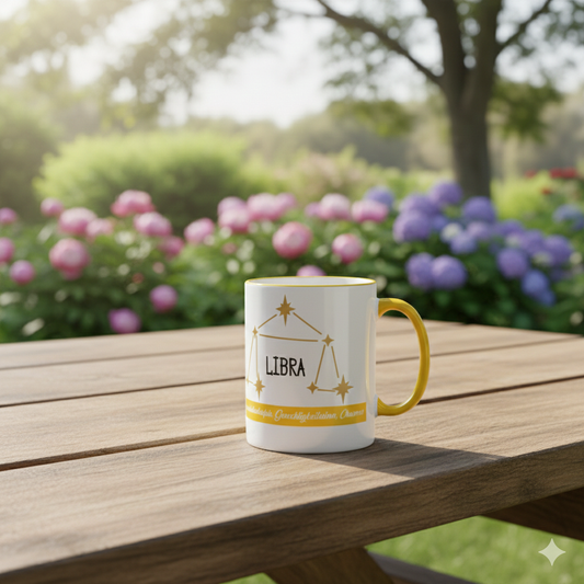 Sternzeichen Tasse Waage – Edles Gold-Design mit Konstellation & Charaktereigenschaften – 330ml