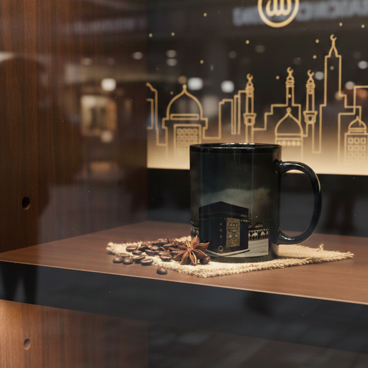 Hochwertige schwarze Tasse mit Kaaba