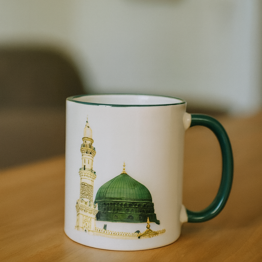 „Rückseite der Tasse mit Fortsetzung des Moschee-Motivs – stilvolle Geschenkidee“
