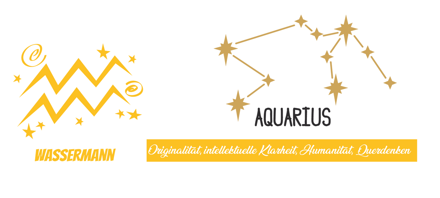Premium Sternzeichen-Tasse Wassermann (Aquarius) – Edles Gold-Design mit Sternbild & Charakter-Eigenschaften