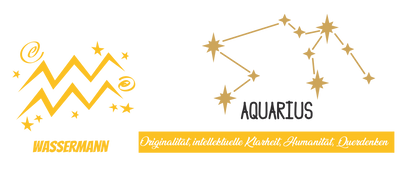 Premium Sternzeichen-Tasse Wassermann (Aquarius) – Edles Gold-Design mit Sternbild & Charakter-Eigenschaften