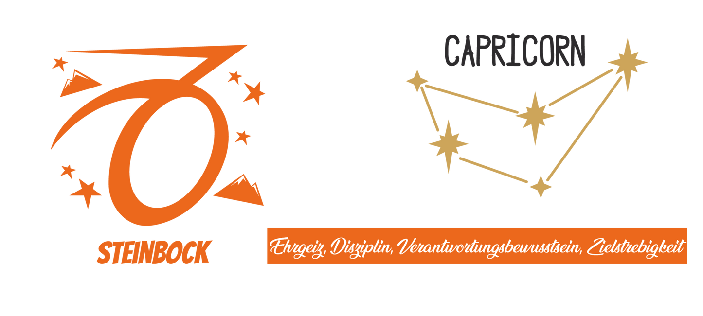Premium Sternzeichen-Tasse Steinbock (Capricorn) – Keramikbecher mit Berg-Motiv & Gold-Konstellation