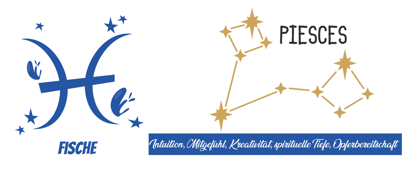 Premium Sternzeichen-Tasse Fische (Pisces) – Elegantes Blau-Gold Design mit Sternbild