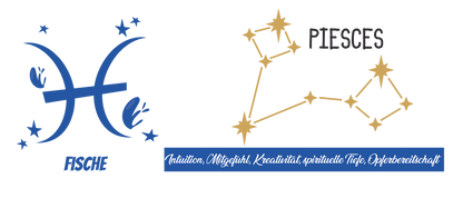 Premium Sternzeichen-Tasse Fische (Pisces) – Elegantes Blau-Gold Design mit Sternbild