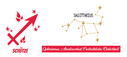 Premium Sternzeichen-Tasse Schütze (Sagittarius) – Keramikbecher mit Gold-Konstellation & roten Akzenten