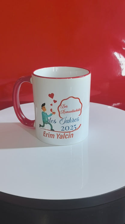 Romantischste des Jahres – Personalisierte Tasse mit Comic & Wunschname – Lustiges Valentinstag Geschenk