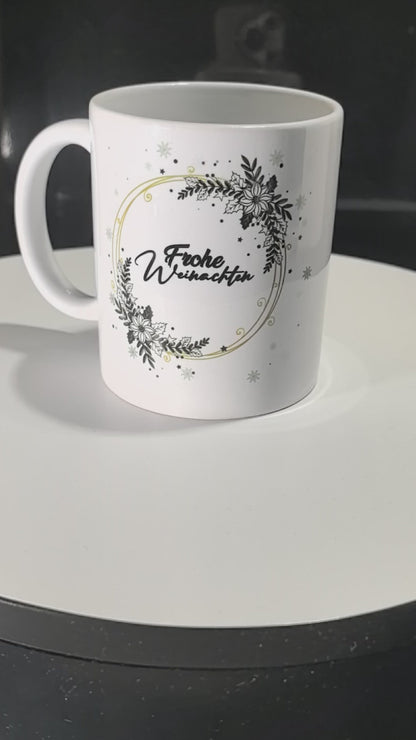 "Weihnachtstasse Kranz", "Tasse Frohe Weihnachten", "Weihnachtstasse elegant", Weihnachtstasse "Frohe Weihnachten"