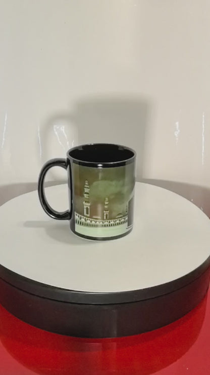 Premium Kaffeetasse Mekka & Medina – Edle Keramiktasse mit Kaaba Motiv, Schwarz, 330ml
