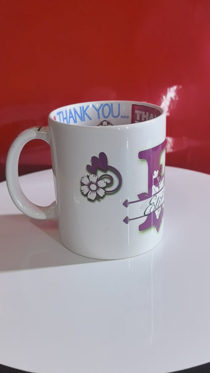 Personalisierte Tasse mit Namen & Anfangsbuchstabe – "Thank You" Geschenk, "Dankeschön Tasse personalisiert", "Tasse mit Anfangsbuchstabe" oder "Geschenk für Lehrer/Mutter".