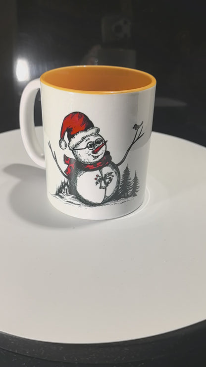 "Schneemann Tasse Goldgelb"- "Weihnachtstasse Gold"*Frohe Weihnachten