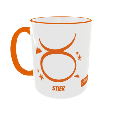 Zodiac-Style: Premium Stier/Taurus Tasse – Ausdauer & Sinnlichkeit  Sternzeichen-Becher: Stier Design mit goldenem Sternbild & orangen Akzenten